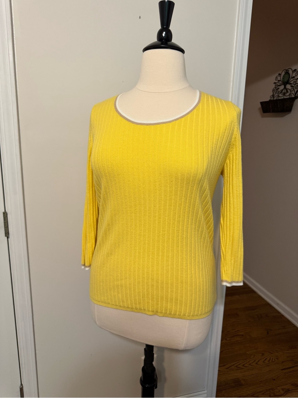 Ann Taylor Sunny Yellow Ribbed Scoopneck Sweater